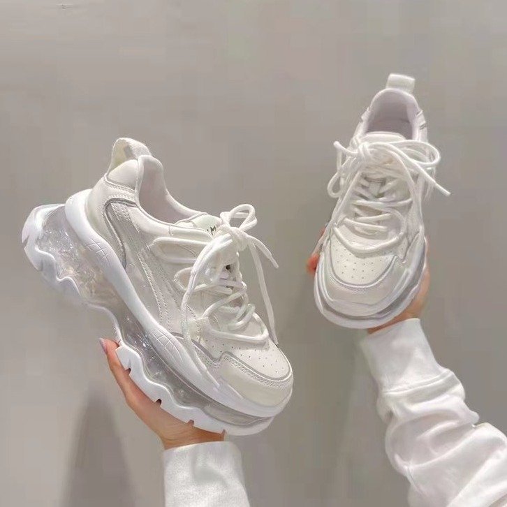 厚底 スニーカー 6cmUP クリアソール ボリュームソール 足首ほっそり 厚底 ダッドシューズ 脚長効果 美脚見え 学生 通学 シンプル カジュアル