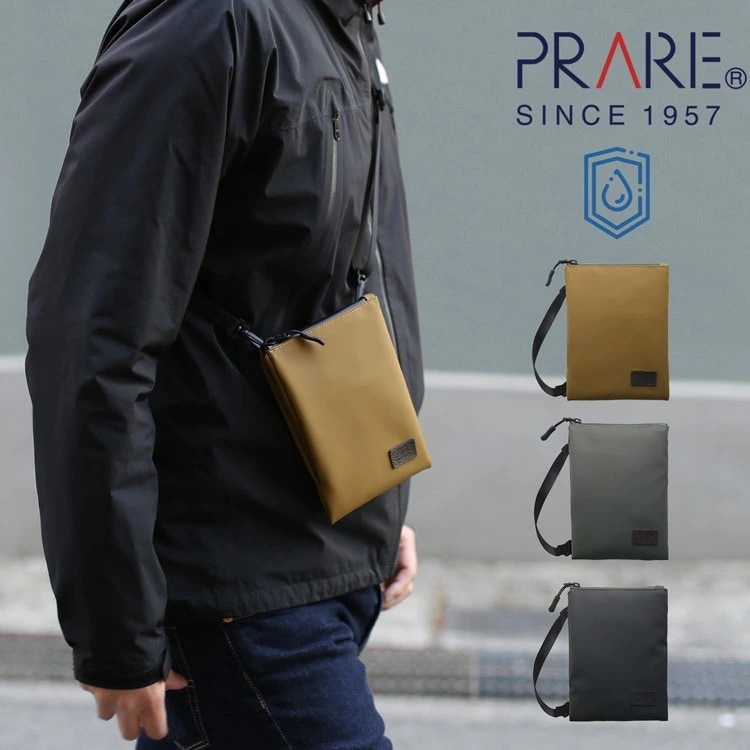 サコッシュ メンズ 横型 耐水 防水 止水ファスナー アウトドア PRAIRIE プレリー ACTIVE アクティブ キャンプ 【ネコポスで送料無料】 雨 水 弾く 丈夫 軽量 軽い ボディバッグ シ