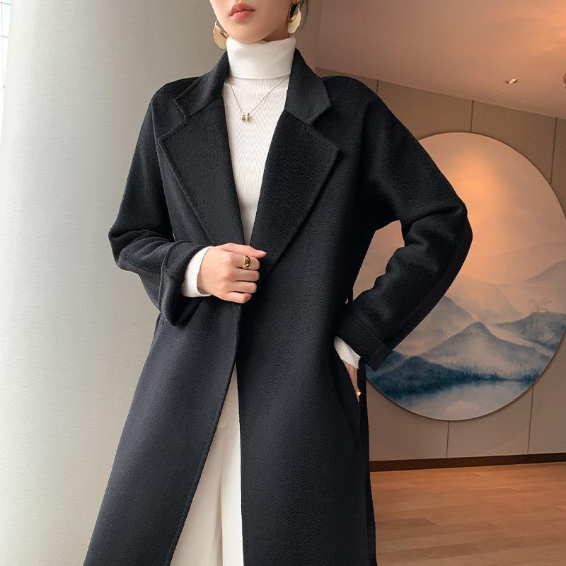 21005秋冬の新商品の両面ベルベットのコートの女性の中で长いタイプのぷるぷるの厚手の気质ウールのコートト
