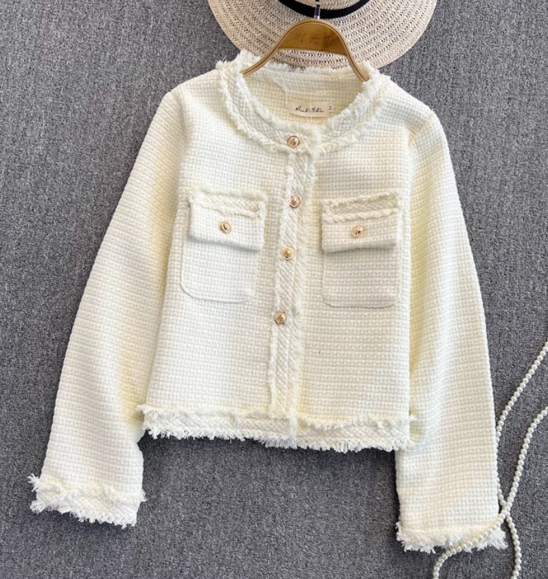 アウター デート モテアイテム ジャケット ツイード 長袖 千鳥格子 ポケット コットン 大人可愛い きれいめ 上品 おしゃれ かっこいい 大人可愛い ラブリー キュート ガーリー クール モード系