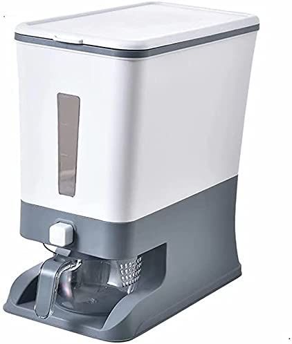 米貯蔵容器 12kg キッチン米貯蔵容器 計量カップ付き 米粒貯蔵バケツシ 測定可能な米シリンダー 自動穀物米ディスペンサー 大型密閉穀物容器 ドライフードディスペンサー 蓋付き米バケツ 米びつ 計量