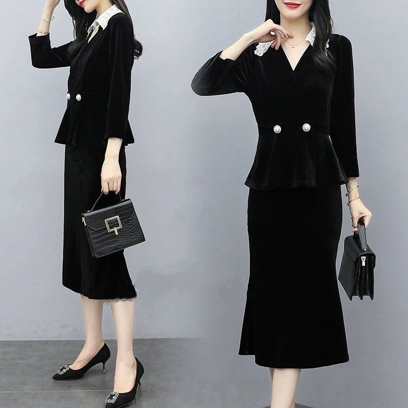 卒業式服母セットアップレディーススカートベルベット2点セットスーツおしゃれママフ 5,571円