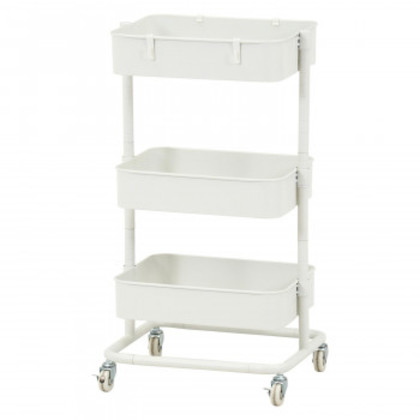 不二貿易 C/D:45066 高さが調整できるワゴン マルシェ オフホワイト MH-0302-3WH