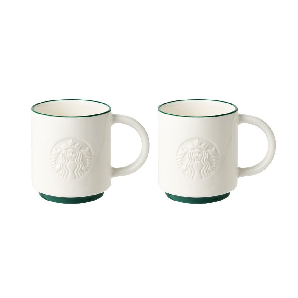 グリーン サイレン マグカップ セット 180ml (2P) 韓国スターバ グッズ スタッキング ペアマグ 電子レンジ 食洗機 対応 陶器 セラミック コーヒーカップ 4,915円