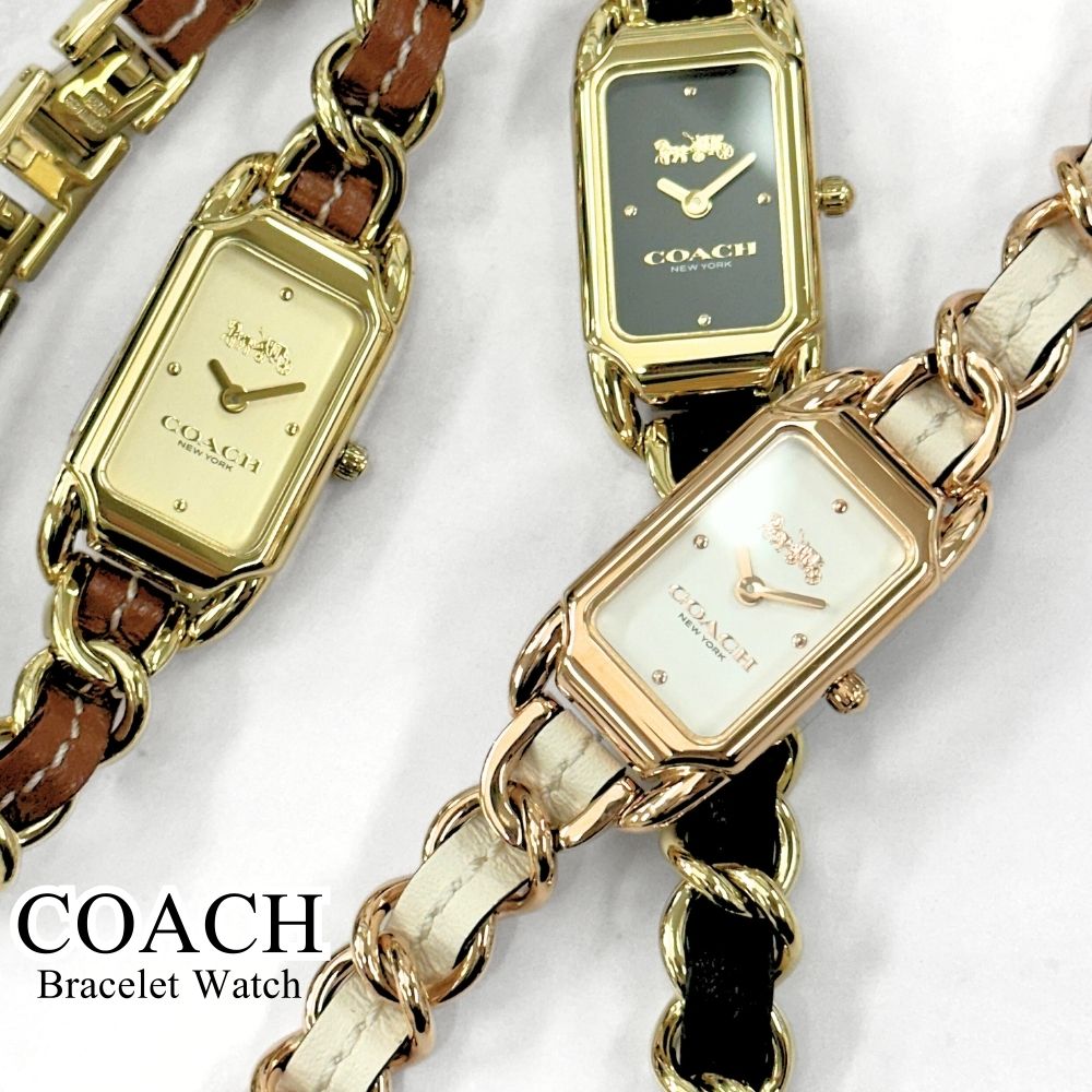 コーチ 小さい 小さめ 腕時計 手表 レディース ブラック チェーン ブレスレット おしゃれ ケイディ 10代 20代 30代 女性 母 女友達 誕生日 ギフト 結婚式 結婚記念日プレゼント 妻 ポイ