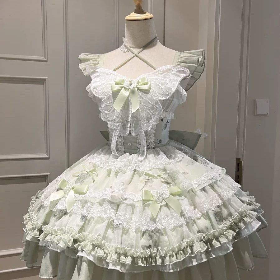 3日出荷 白緑蝶サマースカートLolita 春服 レディース