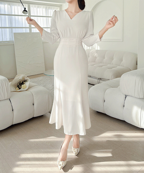 Vネックウェディングロングワンピース
