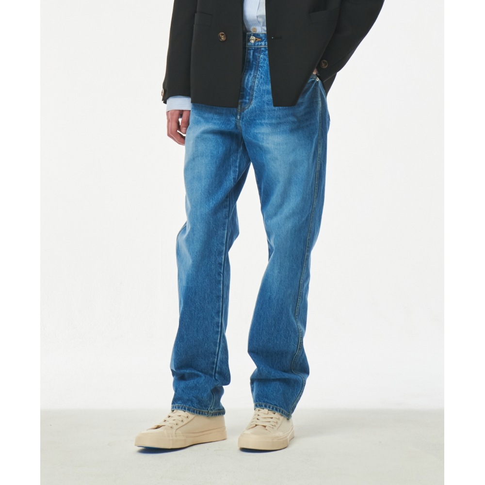 SATURウェリングレギュラーフィットデニムパンツミッドブルー