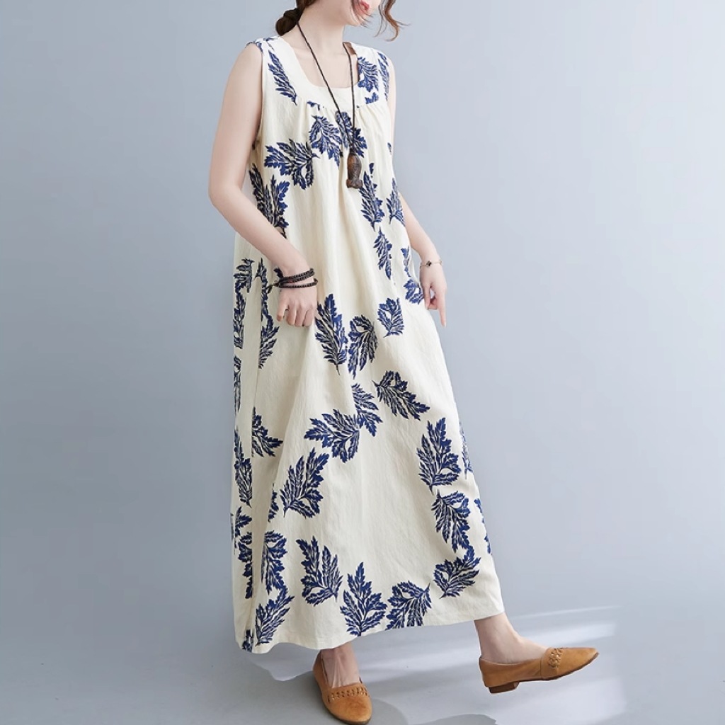 レディース ワンピース ロング マキシ 袖なし ノースリーブ スクエアネック フレア オーバーサイズ ポケット 異国風 かわいい 大人可愛い シンプル カジュアル アジアン ラフ ナチュラル