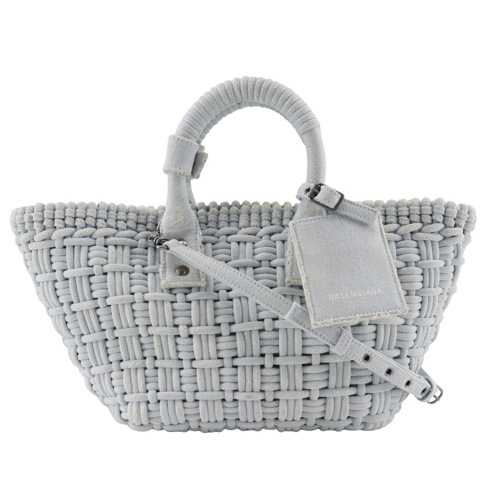 ビストロ バスケットバッグXS 2WAYショルダー ヴィンテージ加工 671342 ハンドバッグ デニム 水色 レディース 中古品