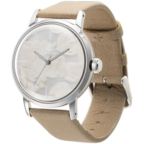 Lov-in Bouquet ボタニカルホワイトフラワーウォッチ アーモンド&シルバー