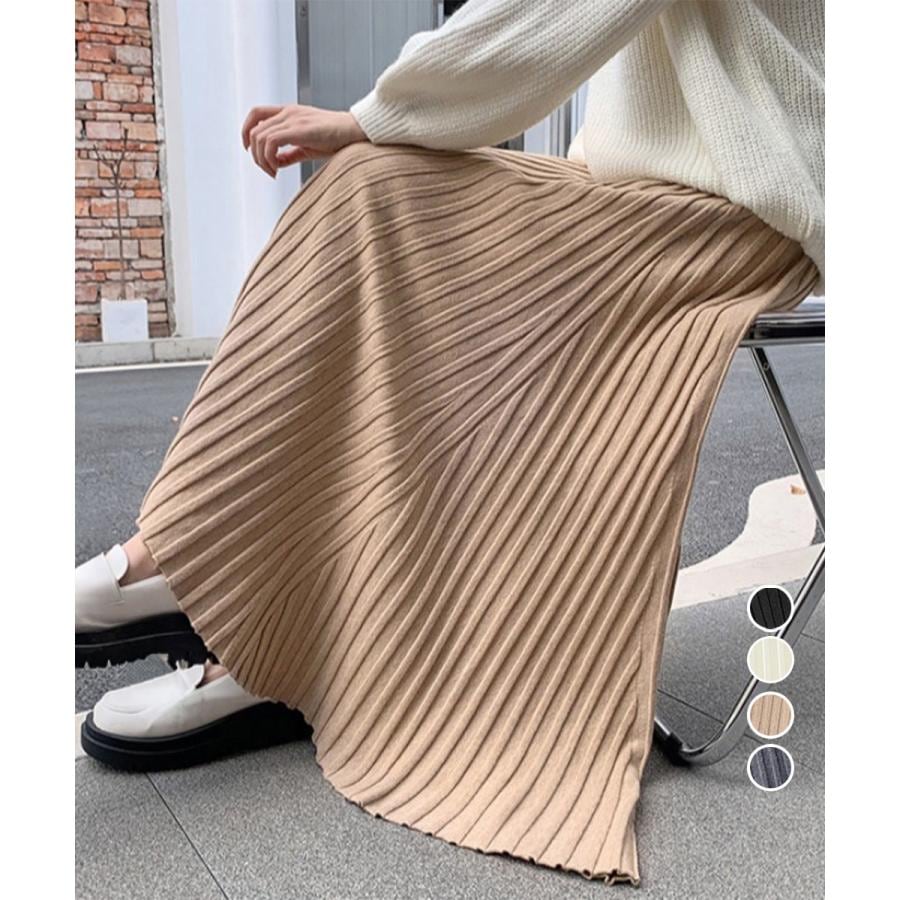 【早春限定】人気新作 ロングスカート レディース スカート プリーツスカートフレアニットスカート秋冬