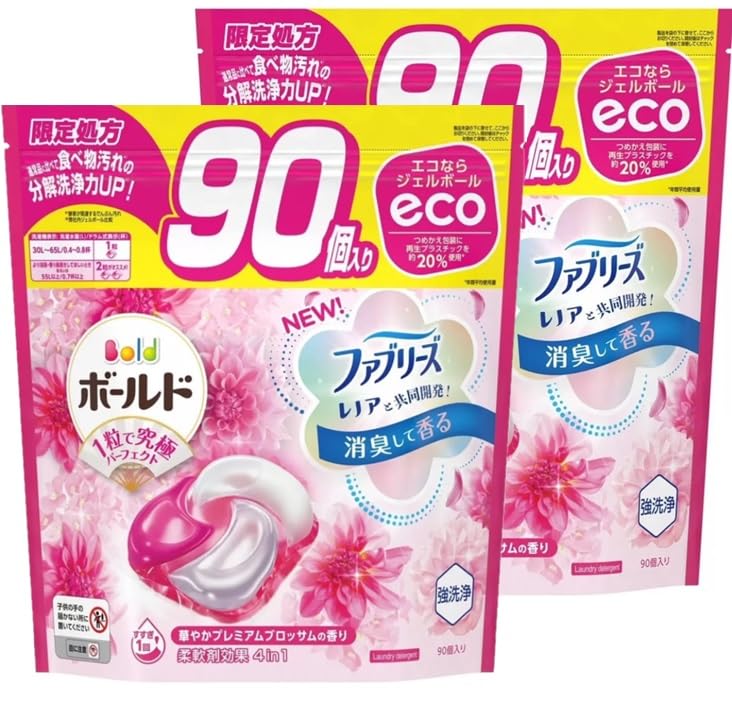 ボールド ジェルボール4D【大容量】洗濯洗剤 90個入2個セット【限定処方で洗浄力UP】ジェルボール 4D プレミアムブロッサム つめかえ用 90個入り×2個