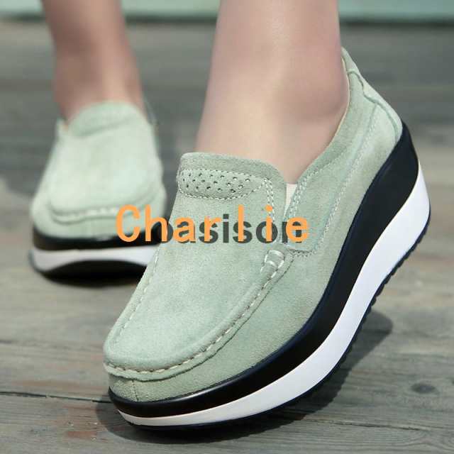 ローファー モカシン スリッポン レディース カジュアル ドライビングシューズ デッキ 厚底スニーカー 合革 インヒール 歩きやすい ウォーキング 美脚