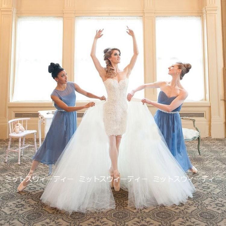 ウエディングドレス パーティードレス 2点セット ビスチェ 二次会ドレス 結婚式 ウェデイングドレス