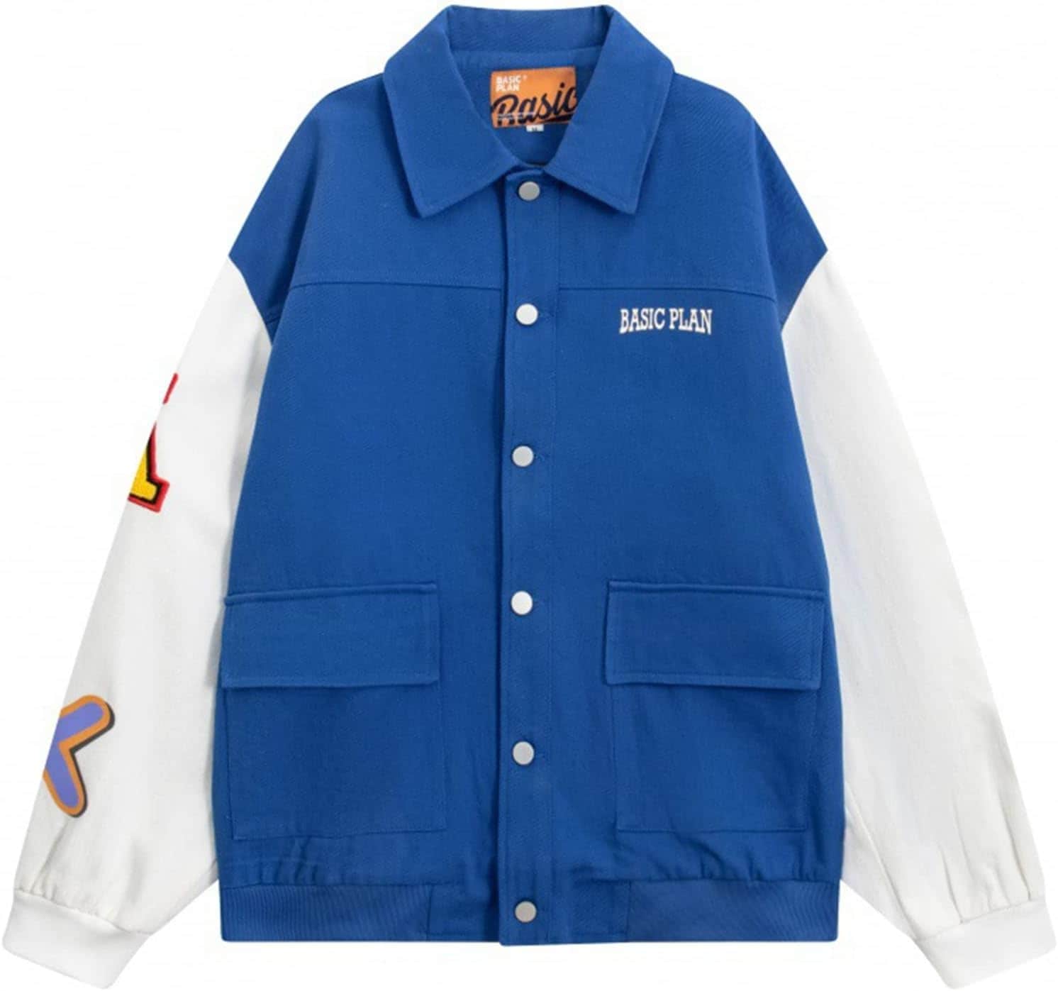 ジャンパー 春秋 ジャケット メンズ 折り襟 バイカラー パッチワーク 刺繍 カジュアル スタジアムジャンパー ブルゾンアウター 綿 薄手 防風 男女兼用 お洒落 大きいサイズ トップス 釣り 登山