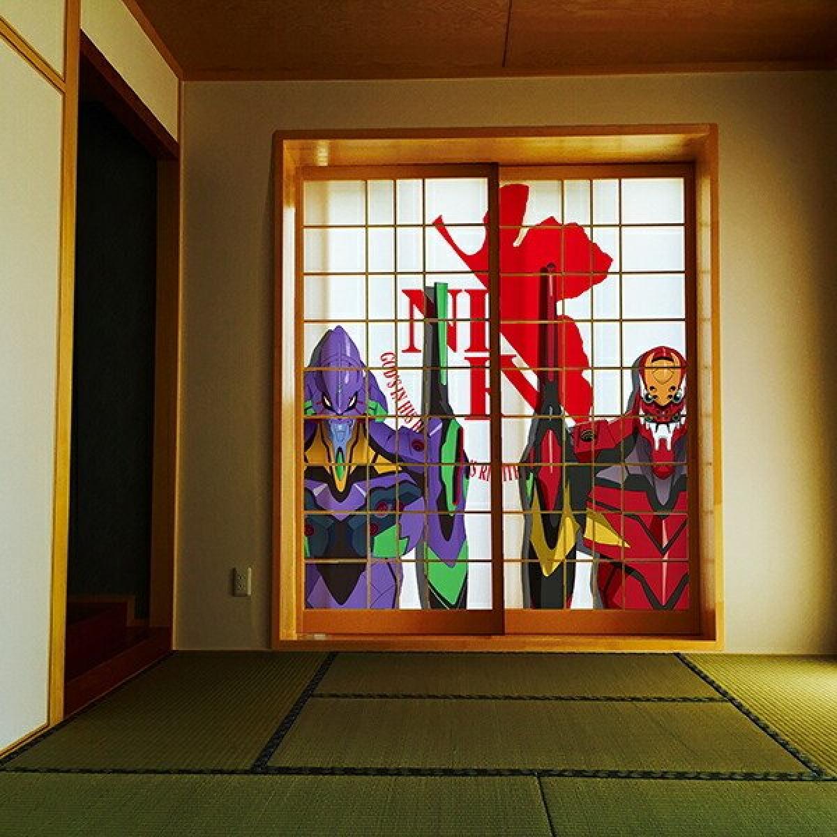 アサヒペン エヴァンゲリオン 障子紙 初号機と2号機バストアップ（障子紙2枚組用） 92cm×182cm 2枚組 EVA-003S シンジ ネルフ アスカ カヲル マリ レ