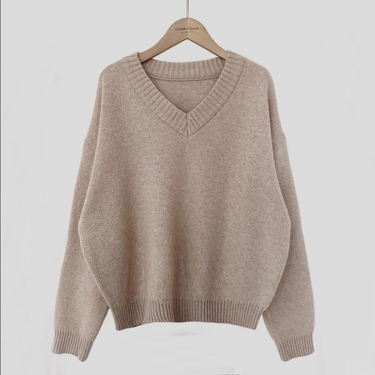 レディース セーター プルオーバー 長袖 萌袖 Vネック 襟なし かわいい 大人可愛い きれいめ シンプル カジュアル 上品 おしゃれ こなれ感 ラフ ガーリー ルーズ 個性的 クール モード系
