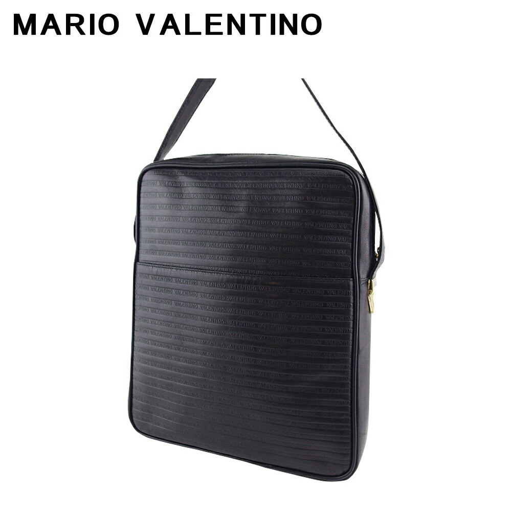 ショルダーバッグ 斜めがけショルダー バッグ ロゴボーダー レディース メンズ ブラック ゴールド 中古