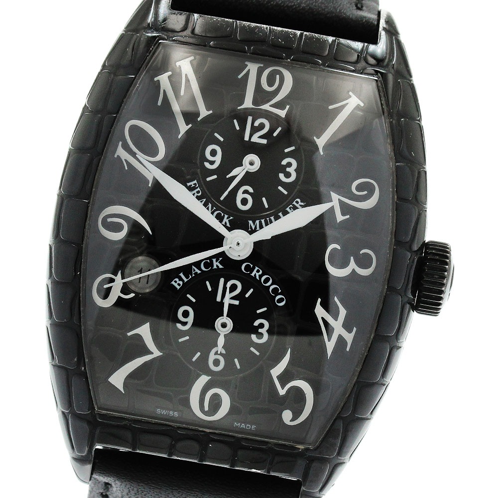 フランクミュラー FRANCK MULLER 8880MBSCDTBLKCRO トノー カーベックス マスターバンカー ブラッククロコ 自動巻き メンズ 箱付き_905435【中古】