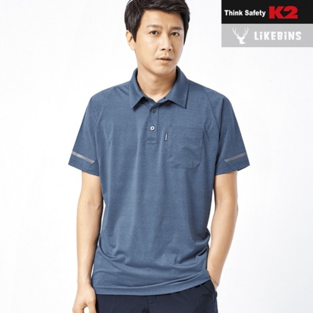 (K2 Safety) K2 セーフティライクビーン LB2-221 ショートスリーブカラー Tシャツブルー/ライトグレー 5,253円