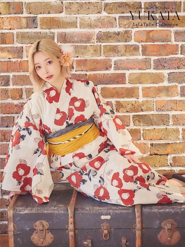 直ぐに着用可能【浴衣・帯セット】紫 白 青海波 鱗 麻の葉 夏着物