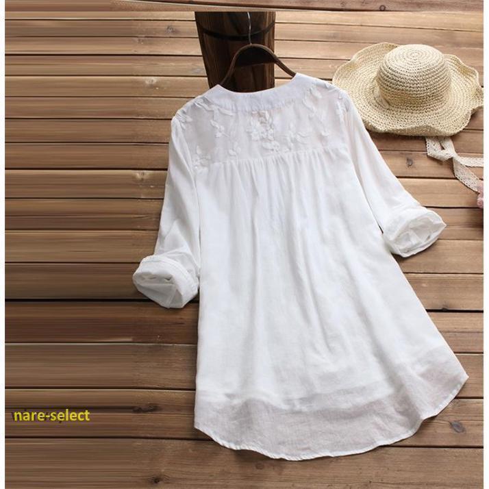 ゆるっとワンピース レディース 40代 秋 トップス ロングシャツ チュニック 体型カバー シャツワンピース 長袖 レース 刺繍 ブラウス 大きいサイズ 8,209円