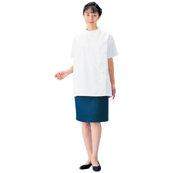 ケーシー型白衣/診察衣 女子用 3Lサイズ 抗菌 制電 レディース 背面タック 胸ポケット腰ポケット