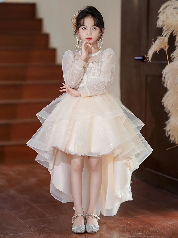 プリンセスドレスガールズドレス秋フラワーガールウェディングリトルガールドレス子供ホストドレスピアノ