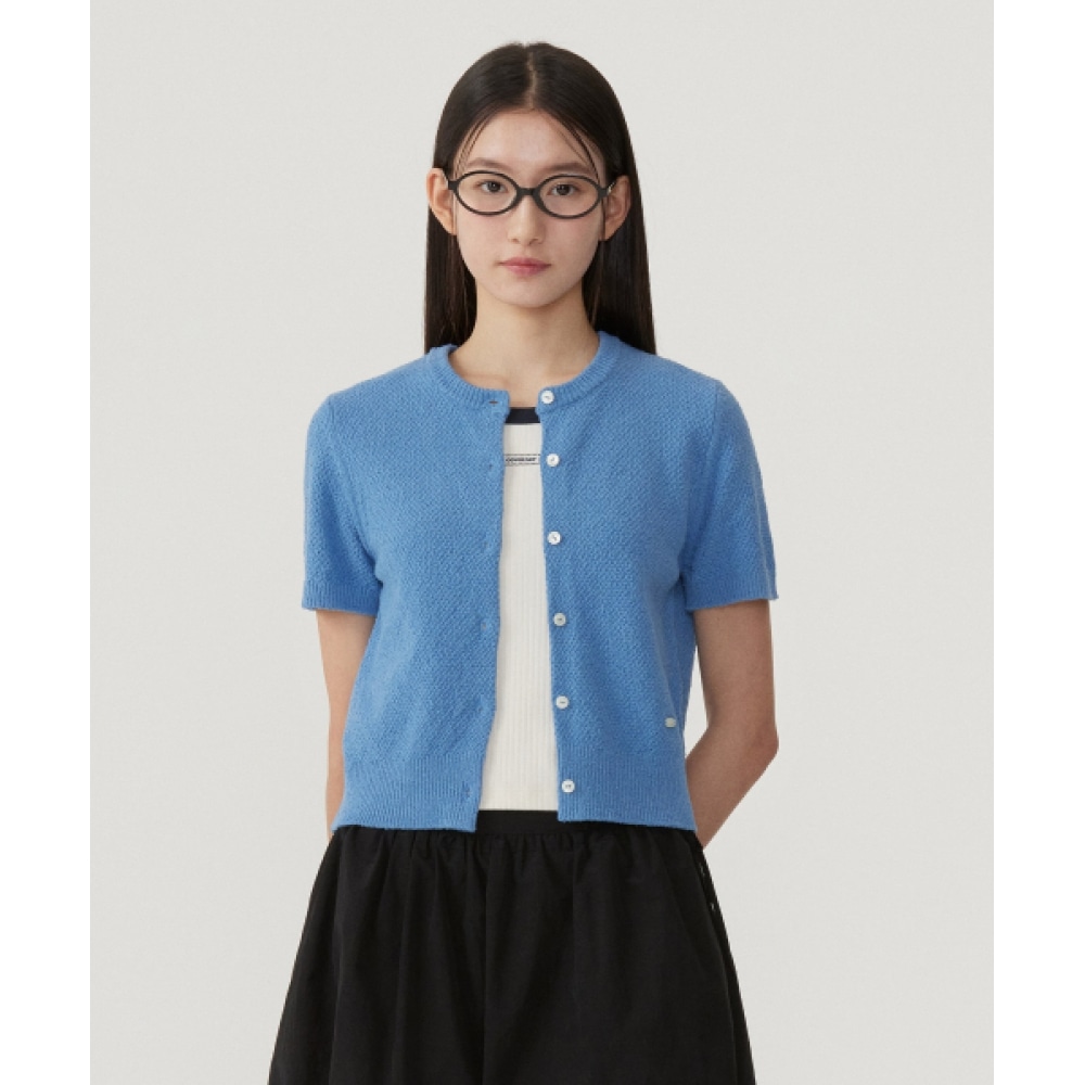 COVERNAT WOMAN カットアウト 半袖 カーディガン Blue