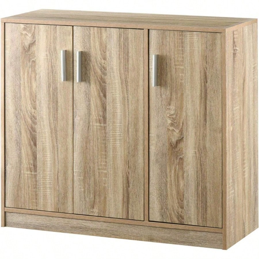 ぼん家具 シューズボックス 下駄箱 4段 幅60cm 奥行き35 玄関収納 奥深 2扉タイプ 通気性 靴箱 靴収納 オーク