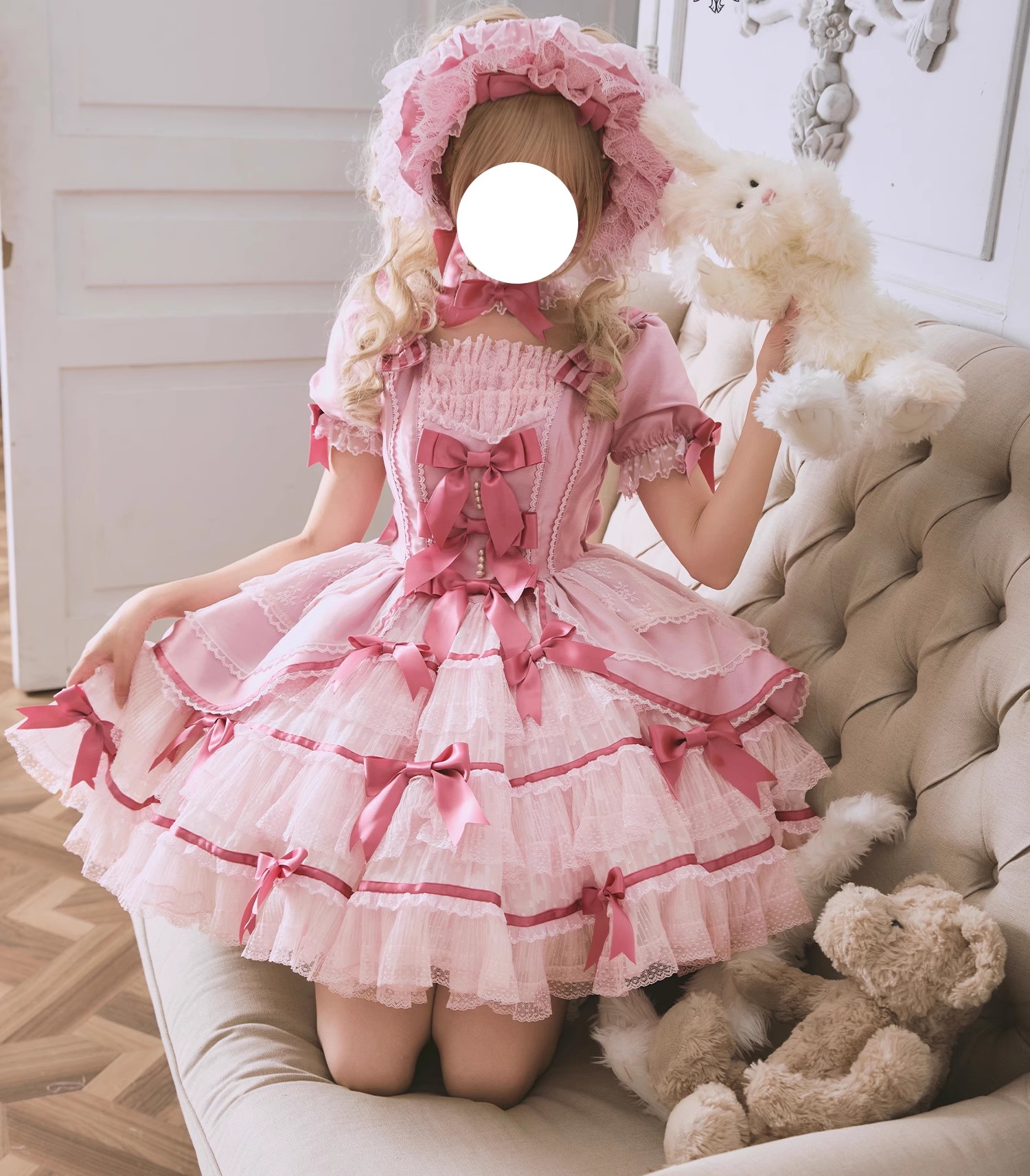 ベルベットケーキロリータロリータ古代初期の人形の感覚の甘い日系の半袖ドレスopバットミツバ誕生日