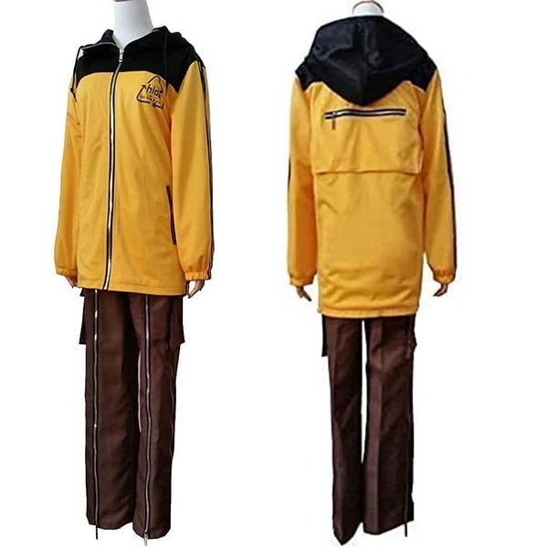 コスプレ衣装 ウィッグ付き hide ラインジャージ黄+ズボン 全 コスプレ衣装 ウィッグ付き hide ラインジャージ黄+ズボン 全