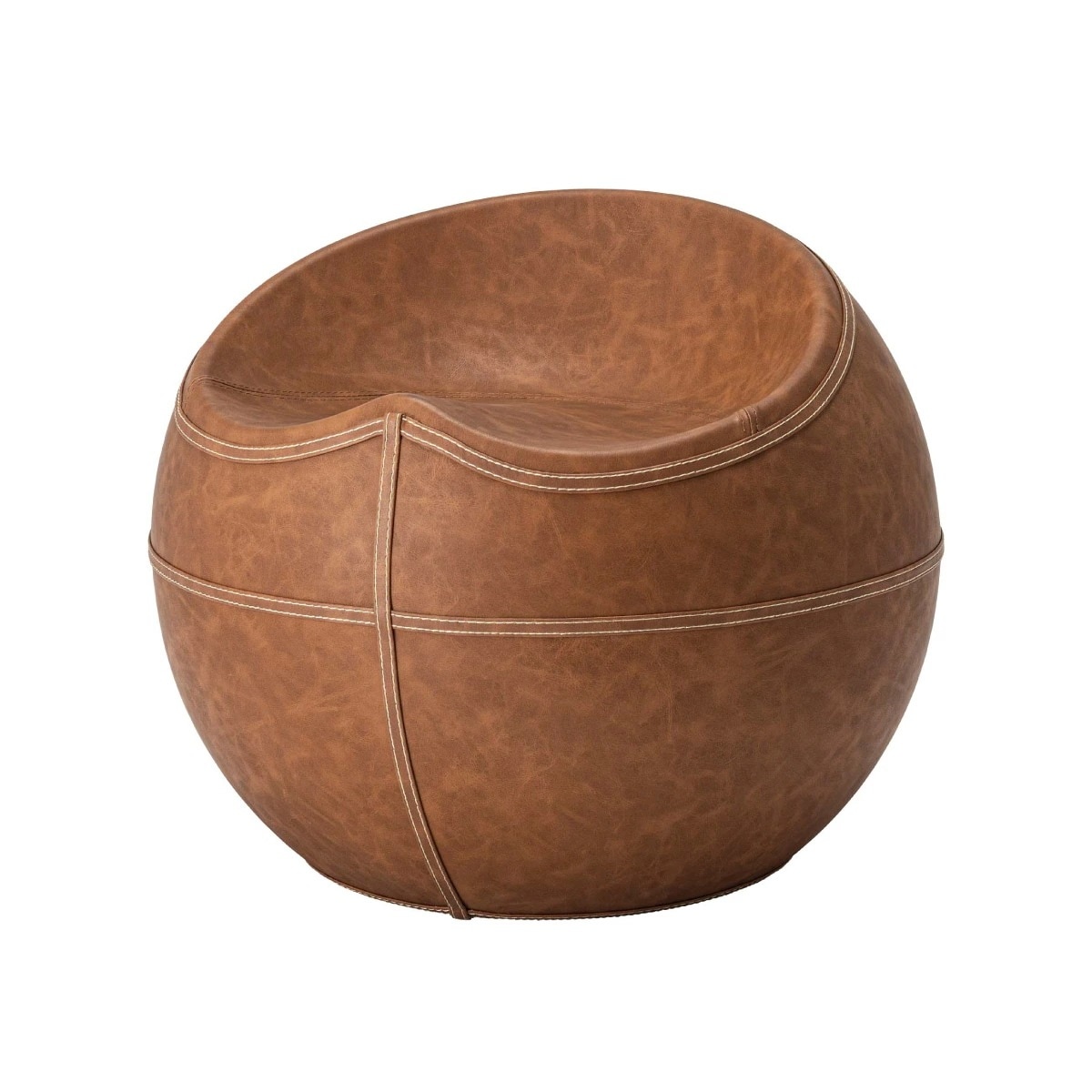 スツール 完成品 おしゃれ レザー 丸 オットマン 低め 高さ35cm 椅子 チェア 丸椅子 ボール型 北欧 モダン レトロ アンティーク インダストリアル ブラウン グレー 茶色 灰色 ボール型 玄