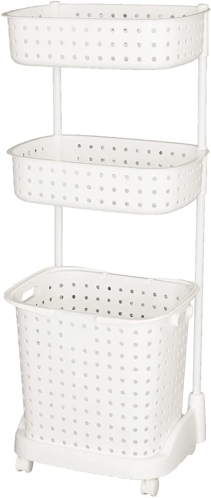 【全国送料無料】 レクエアランドリーバスケット3段 ホワイト