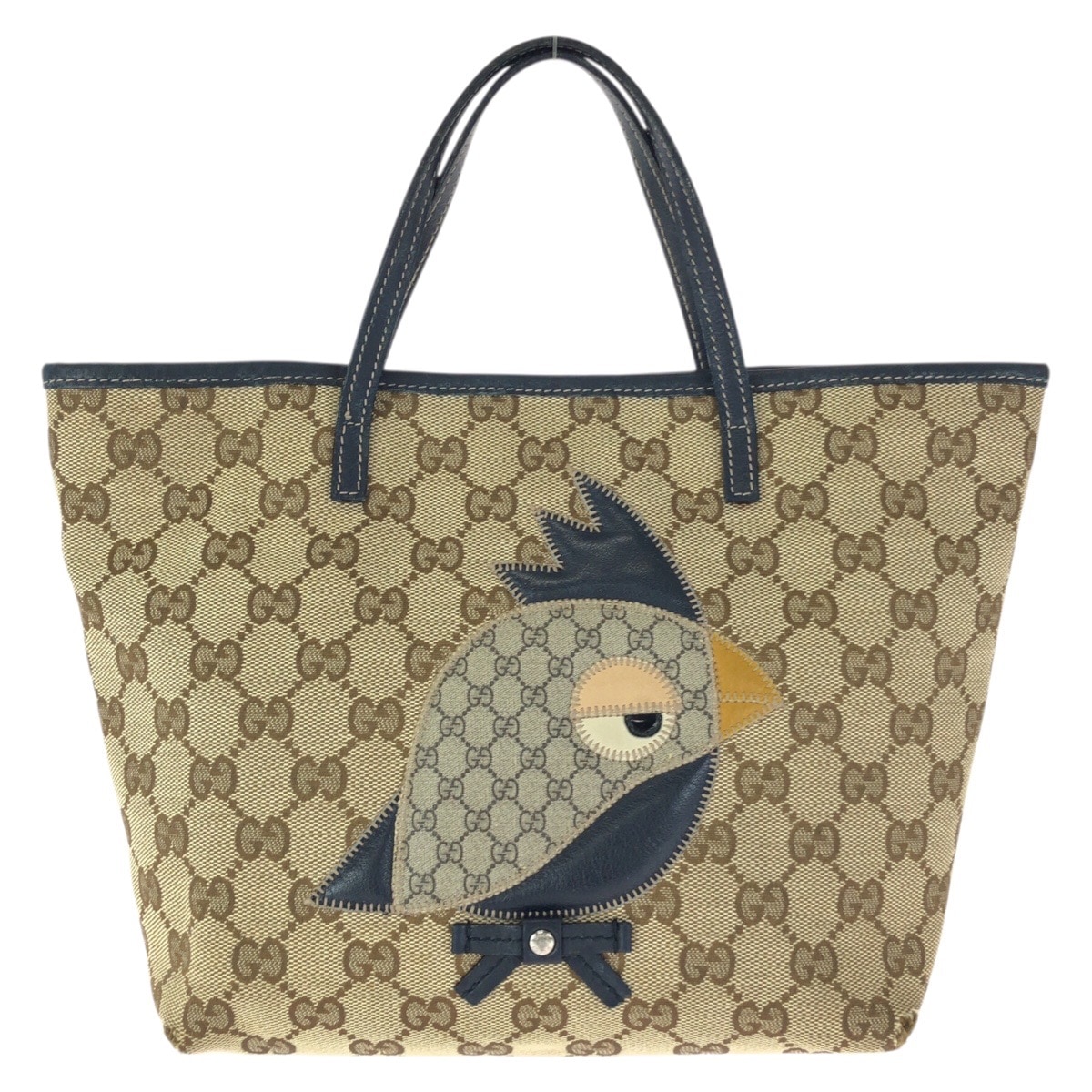 チルドレンズ ZOO オウム ベージュ ネイビー シルバー金具 GGキャンバス/レザー 271101 トートバッグ ハンドバッグ レディース 601632