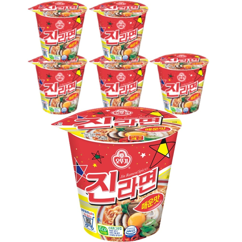 【韓国食品オットゥギ】ジンラーメン 辛口/しこしこ（65gX6個）/カップラーメン/韓国ラーメン/インスタントラーメン/オトギジンラーメン辛味カップ65g6個 7,830円
