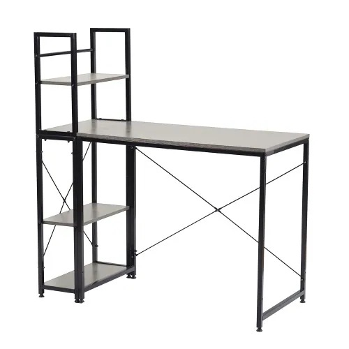 セット】【グレー】パソコンデスク デスク ラック付き Grey ワークデスク 学習デスクGG9871 【国内発送】【301556AAAオフィスチェア+パソコンデスク WoodG52 Solid 木製