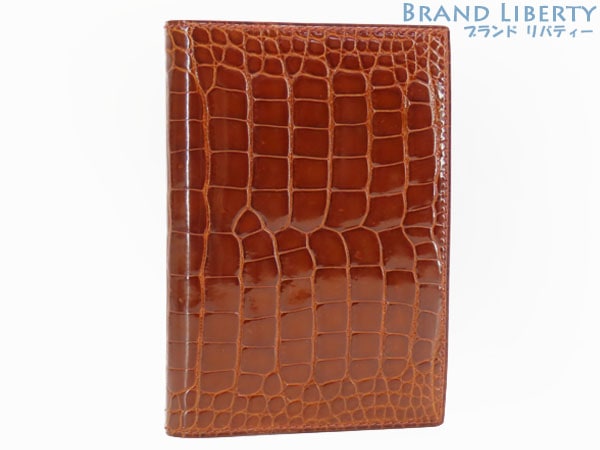 激レア美品エルメスアジェンダGMアリゲーター手帳カバーシステム手帳クロコダイルブラウンC
