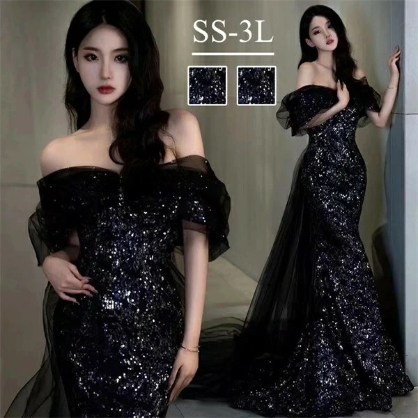 ドレス 大人 ピアノ 発表会 ロングドレス マーメイドライン 演奏会 結婚式 母親 ピアノ発表会 黒 袖付き ワンピース 半袖 演奏会ドレス 演奏会用ドレス パーティードレス イブニングドレス ロング