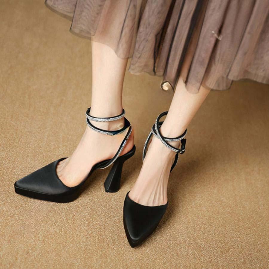 2025新品 数量限定 サンダル ストーム 厚底 痛くない 脱げない ビジュー ポインテッドトゥ ハイヒール 結婚式 前厚 キャバ ピンヒール オフィス 美脚パンプス ブライダルシューズ 短納期