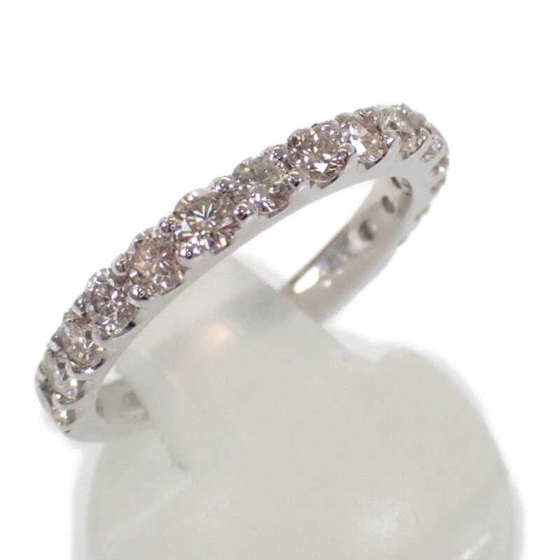 【no brand】デザインジュエリー ハーフエタニティ リング K18ホワイトゴールド ダイヤモンド 12号 レディース