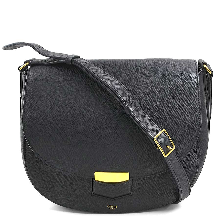 セリーヌ CELINE ショルダーバッグ トロッター レザー ネイビー レディース h30720a