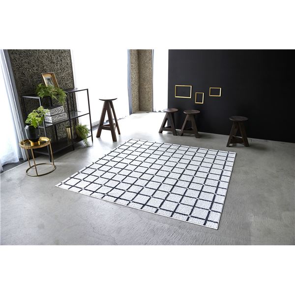 スミノエ 洗える ラグ オセロ 約幅185x長さ185cm ホワイト 日本製