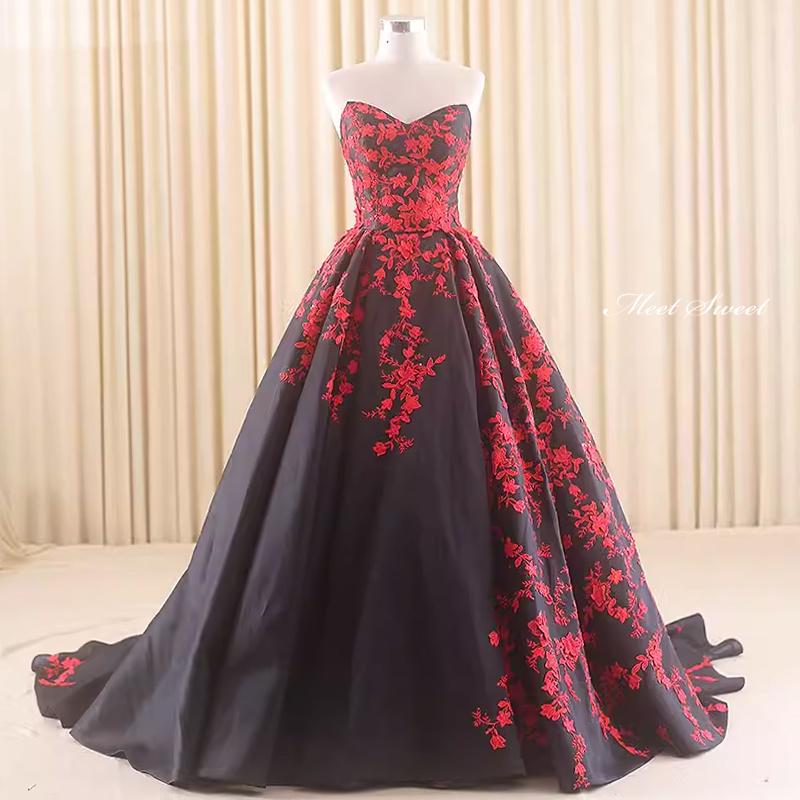 カラードレス プリンセスライン ブラック 花柄 配色 ベアトップ ロングドレス ウェディングドレス 結婚式 二次会 花嫁 前撮り 演奏会 発表会 ステージ衣装