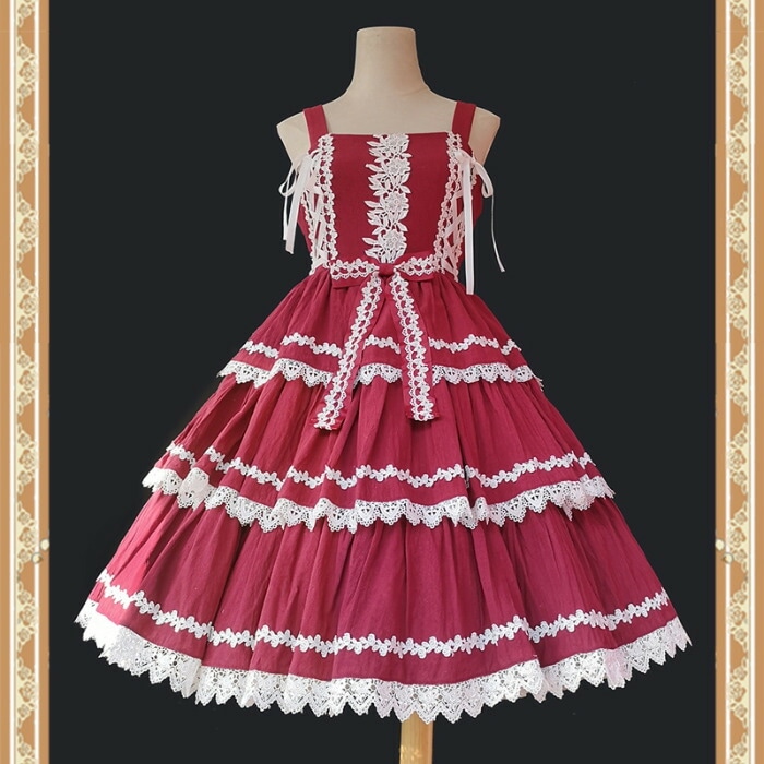ロリータ ワンピース ジャンパースカート ロリィタ 可愛い 定番 メイド服 プリンセス お姫様 配色 ゴスロリ ゴシック 甘ロリ コスプレ Lolita リボン フリル コスチューム 衣装 ア