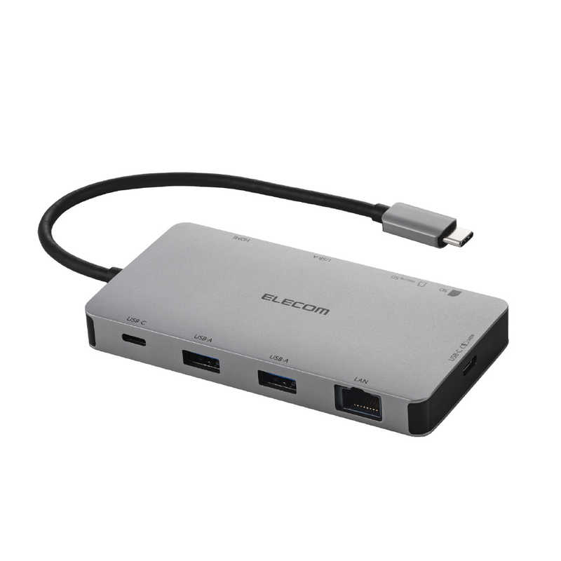 USB Type-C ドッキングステーション 9-in-1 4K HDMI LAN SD PD充電 MacBook Pro / Air などPC対応 シルバー エレコム　DST-090BP1SV
