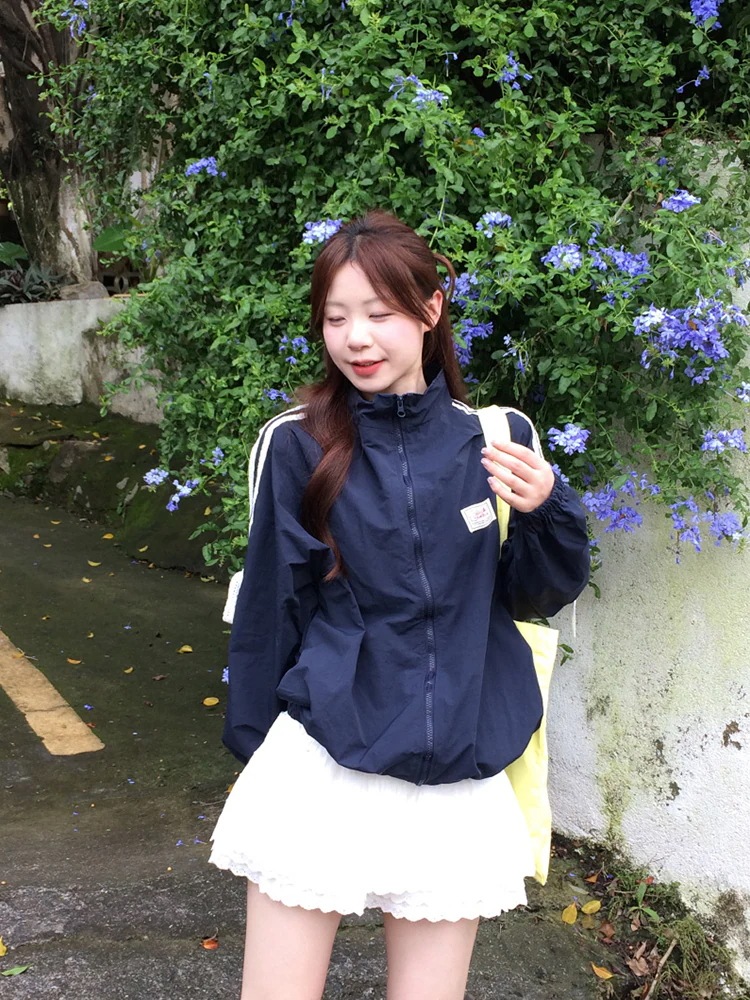 2025秋冬 韓国風 ハイネックスタンドネックアウター かわいい ブルゾンお出かけ黑長袖ジップセクシーシルエットトップスサイドカジュアルファッション系ベースボールサイズフル羽織りトラック レディース