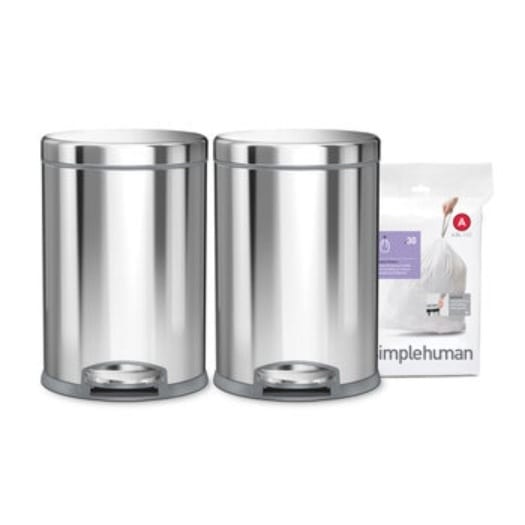 【倉庫直送】　simplehuman（シンプルヒューマン）ステップダストボックス4.5L 2個 + カスタムフィットライナー30枚 CW2205