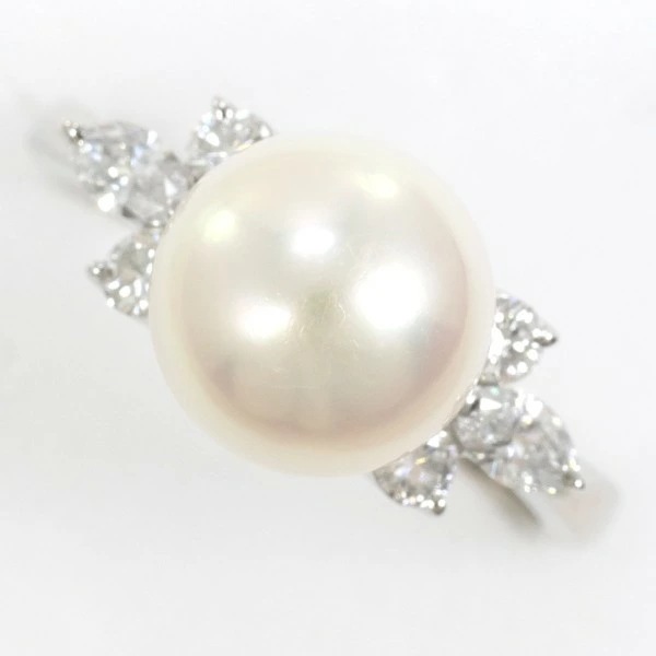 PT900 プラチナ リング 12号 パール(真珠) 約9mm ダイヤ 0.38 ジュエリー 中古